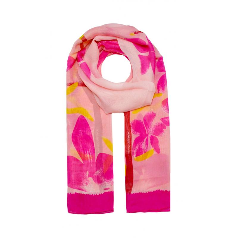 AB1733-74 Pink & Yellow Tropical Print Scarf