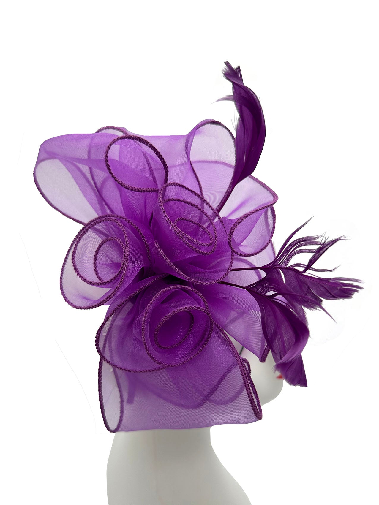 FT3090 Rose Bouquet with Big Bow & Feather Fascinator