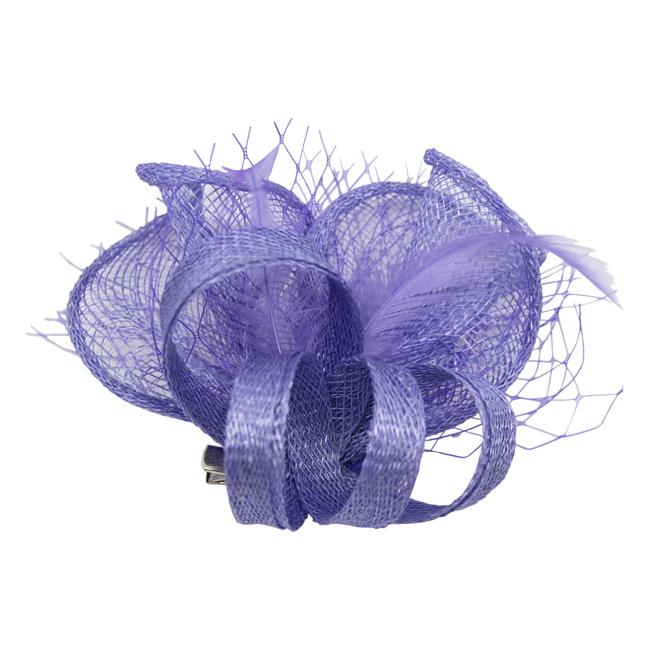FT9075-012 Sinamay Wavy Fascinator with Loops and Mesh