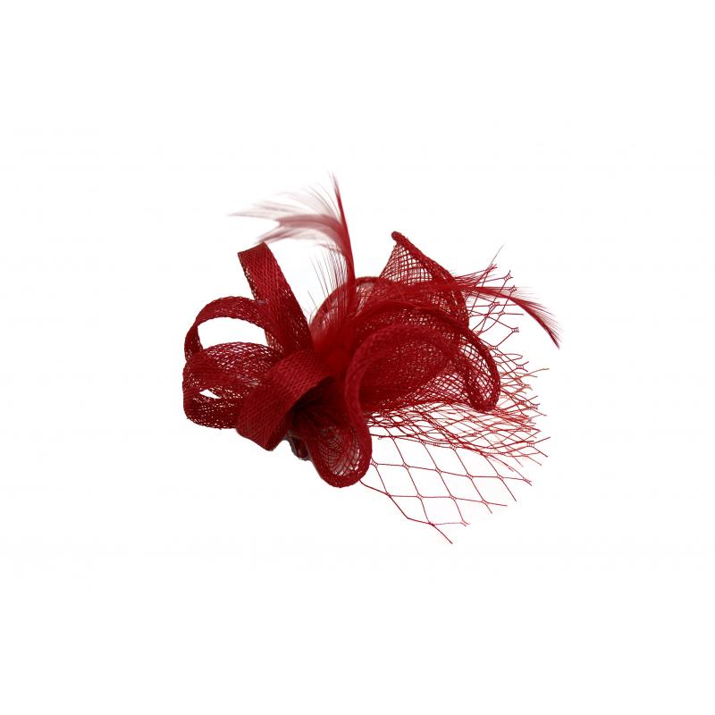 FT9075-012 Sinamay Wavy Fascinator with Loops and Mesh