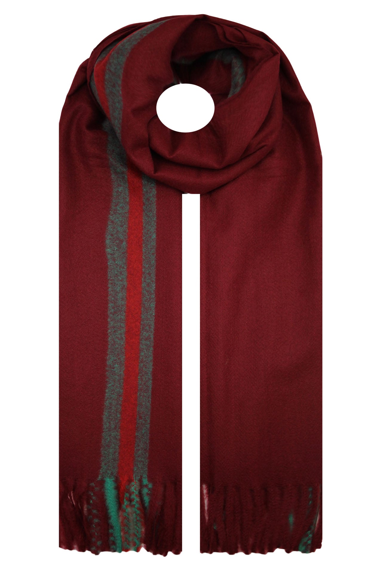 SF19122-082 Bright Wool Blend Scarf with Striped Print