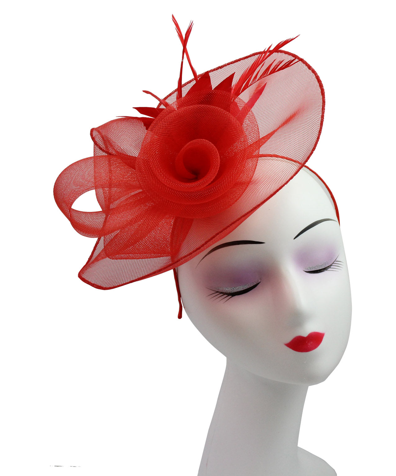 FT9009-031 Rose Fascinator with Feathers