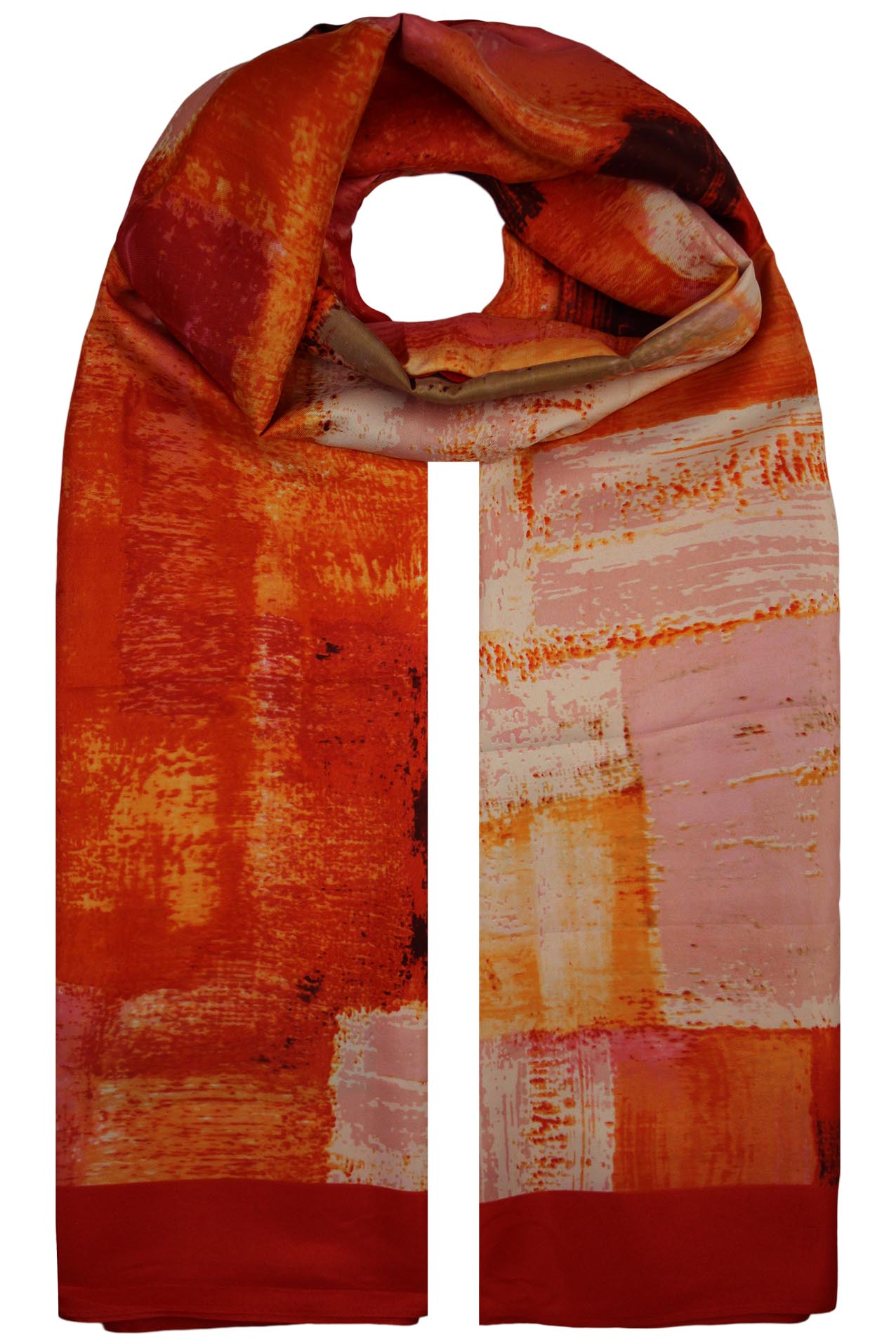 SF19120-129 Multicolour Brush-Stroke Silk Mix Scarf