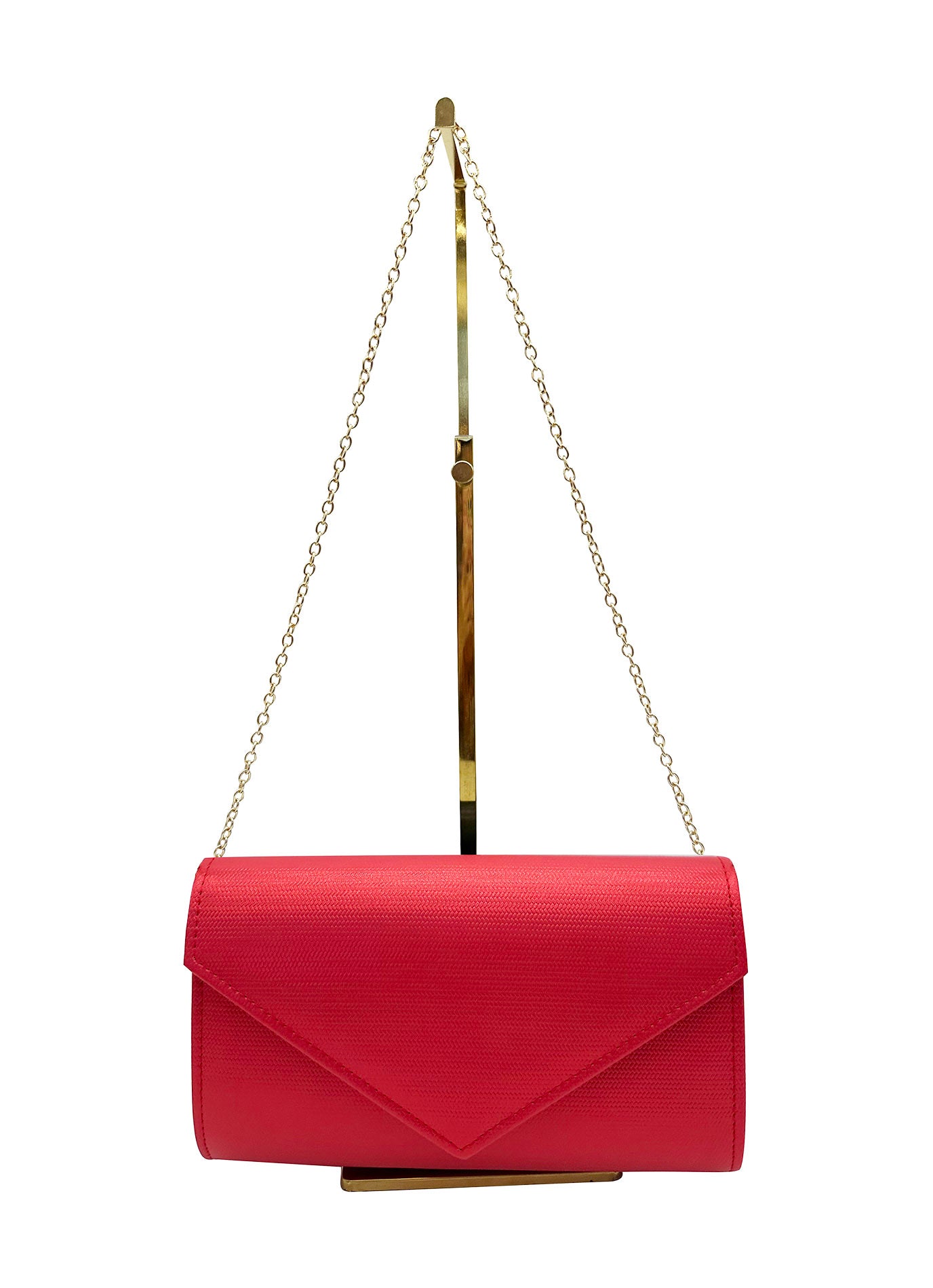 CB24160-006 Plain Envelope Style Clutch Bag with Long Shoulder Chain