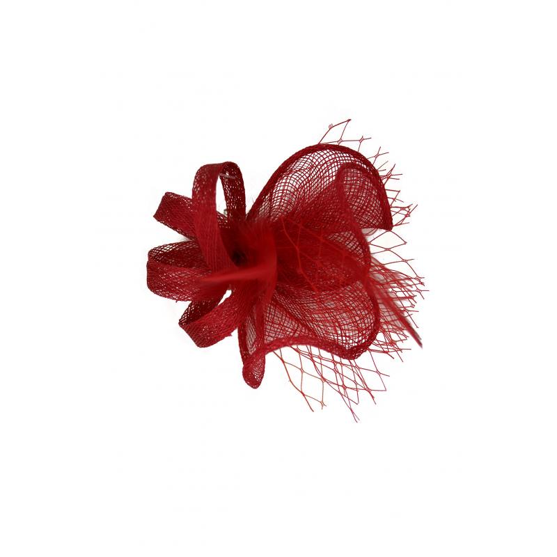 FT9075-012 Sinamay Wavy Fascinator with Loops and Mesh