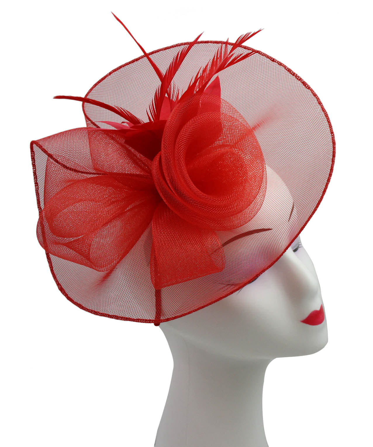 FT9009-031 Rose Fascinator with Feathers