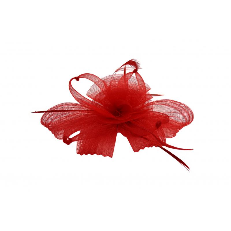 FT906-009 Crin Flower Fascinator with Curled Feathers