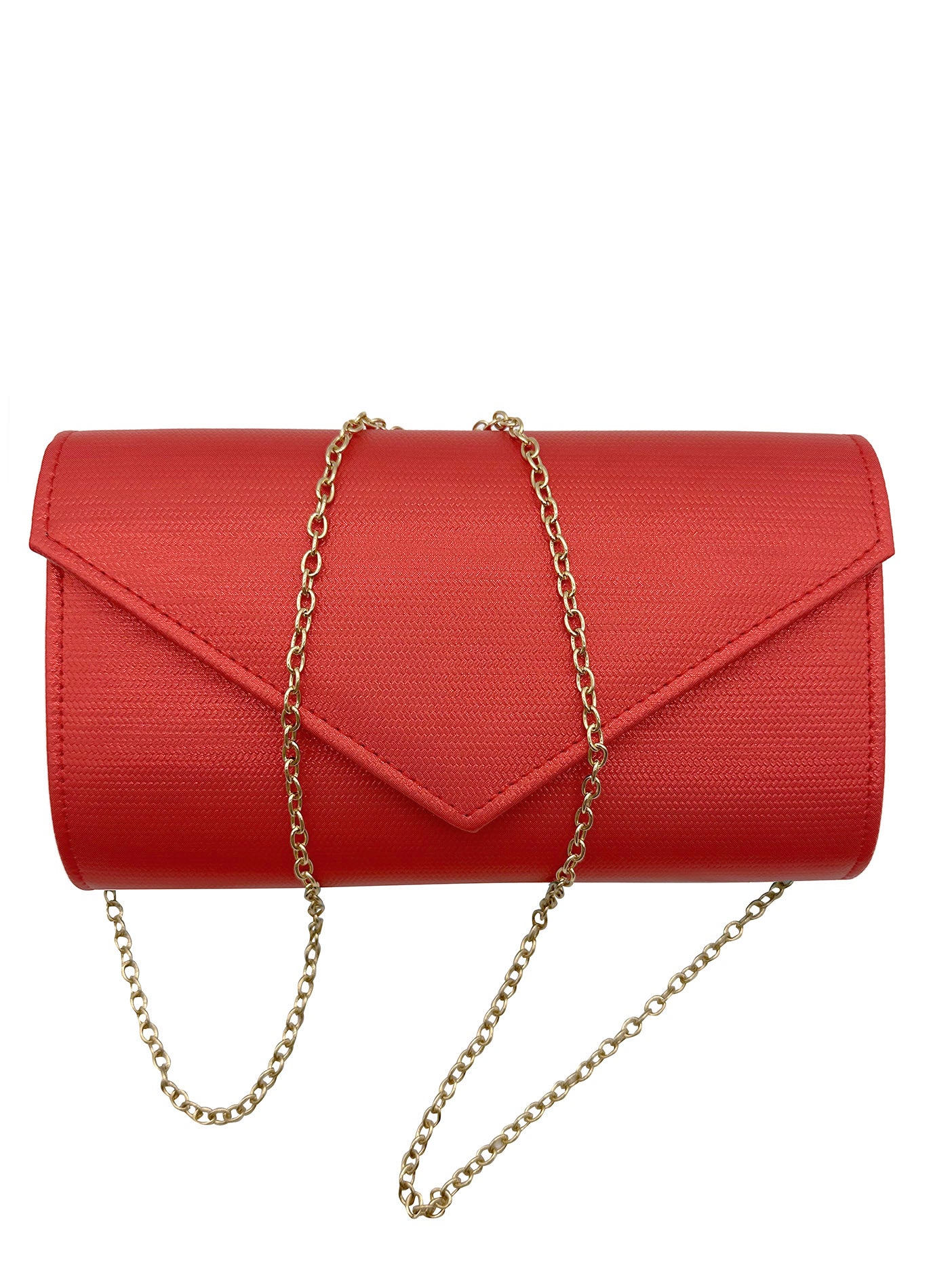 CB24160-006 Plain Envelope Style Clutch Bag with Long Shoulder Chain