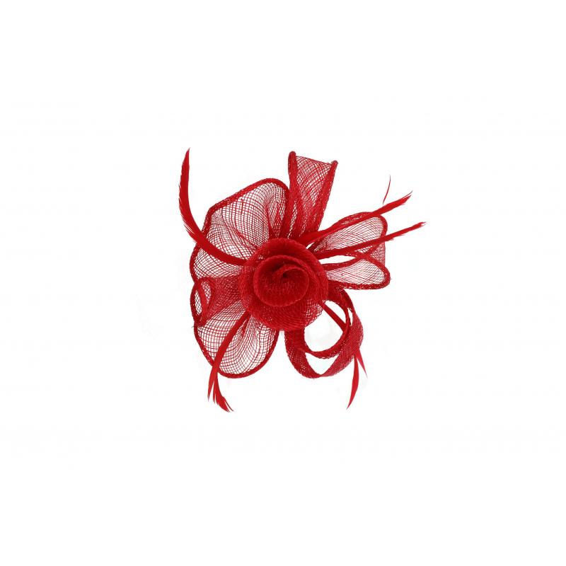 FT9085-032 Sinamay Flower Fascinator with Curled Feather