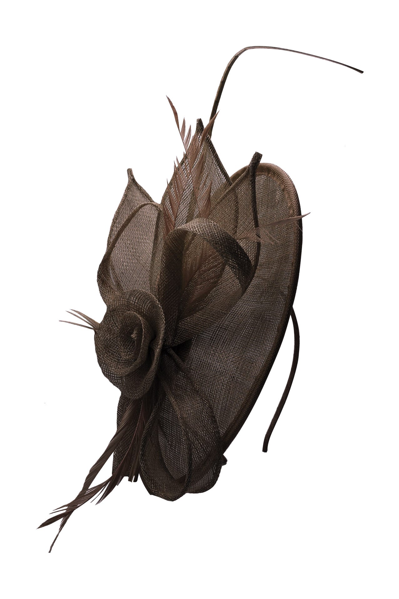 SF1624-4 Gauze Saucer Base Fascinator with A Flower and Feathers