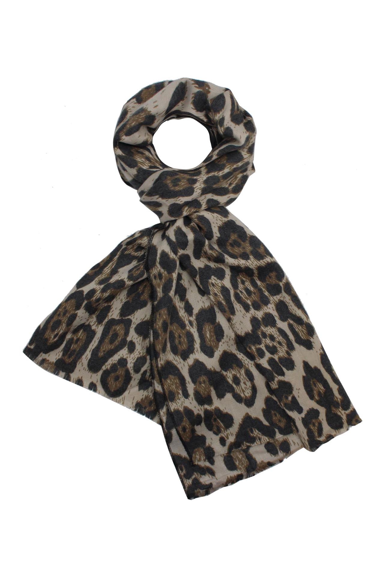 SF18135-522/SF19130-107 Leopard Print Wool Blend Scarf