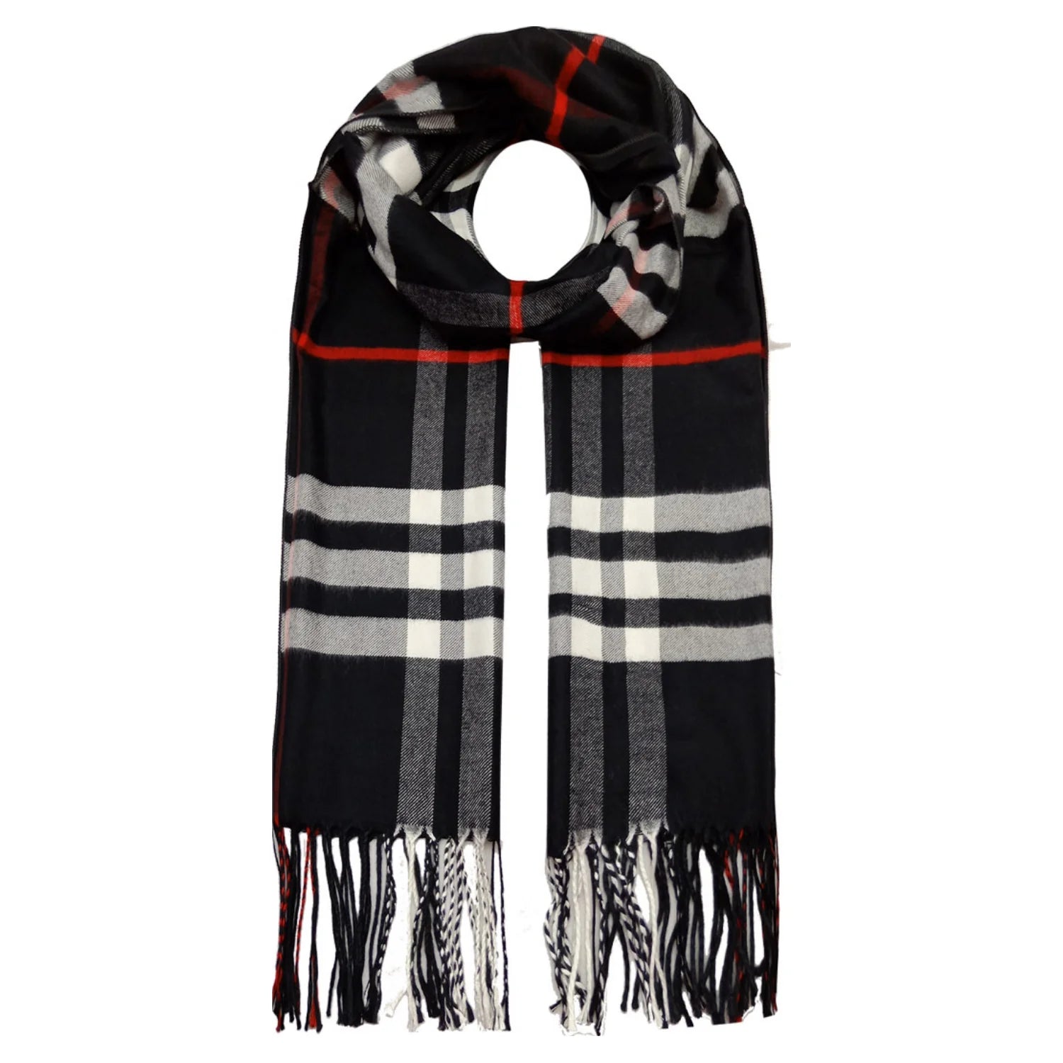 AB18150-194 Viscose Tartan Scarf with Tassles