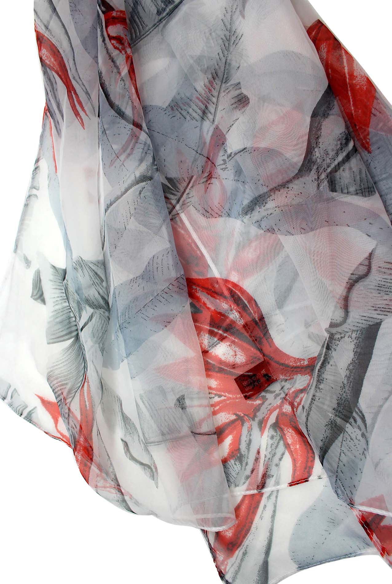 SF1912-035 Silk Blend Chiffon Scarf with Leaf Pattern