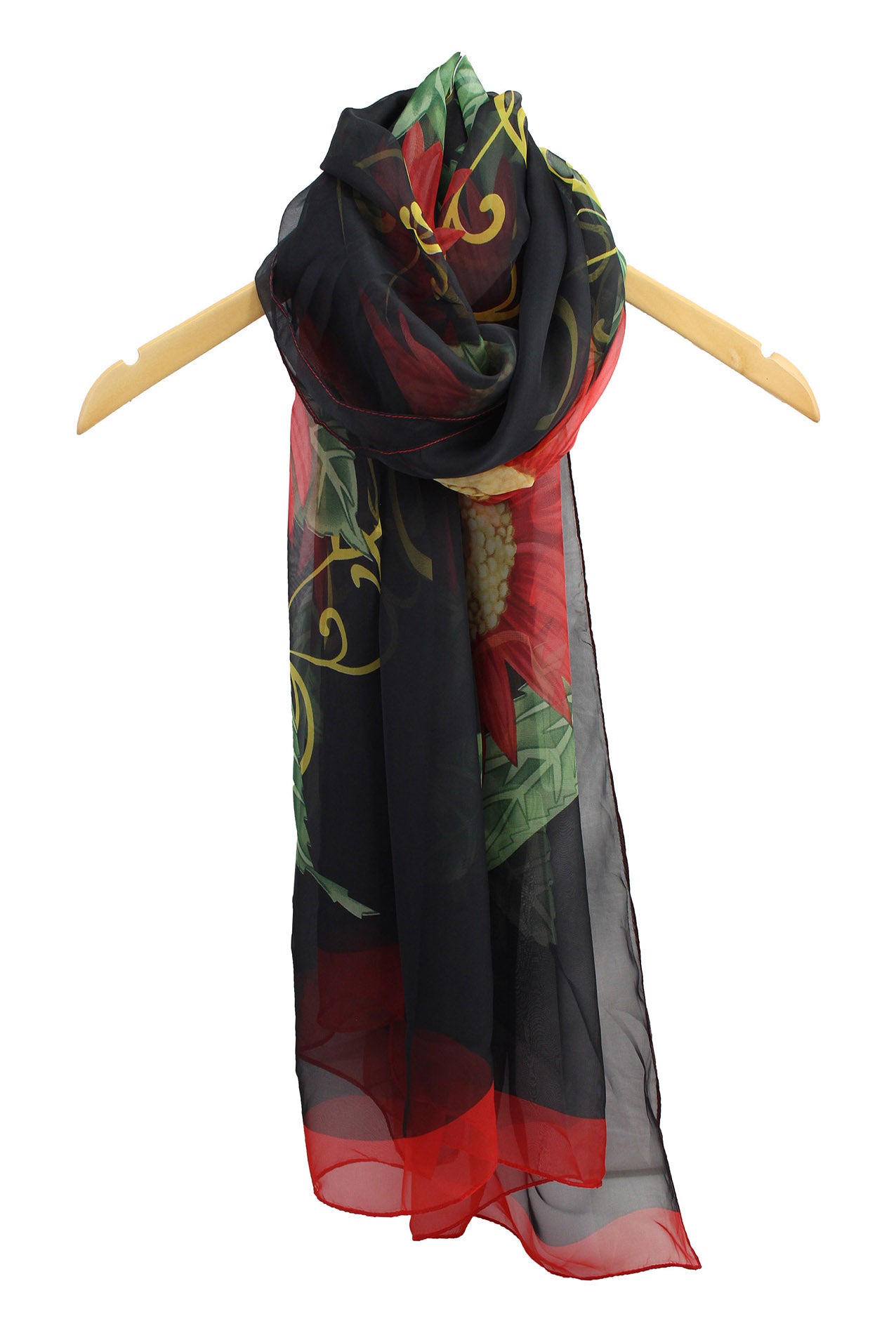 SF1912-036 Silk Blend Chiffon Scarf with Sunflower Print