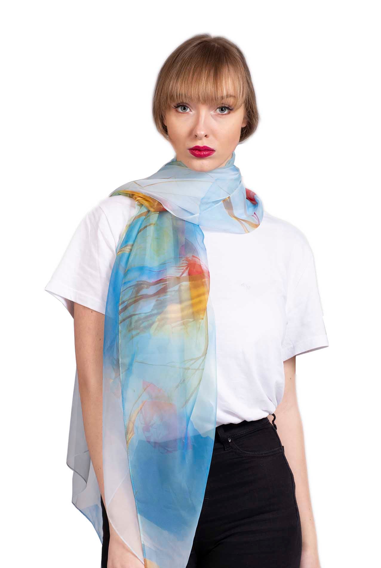 SF1912-038 Abstract Beach Pattern Chiffon Scarf