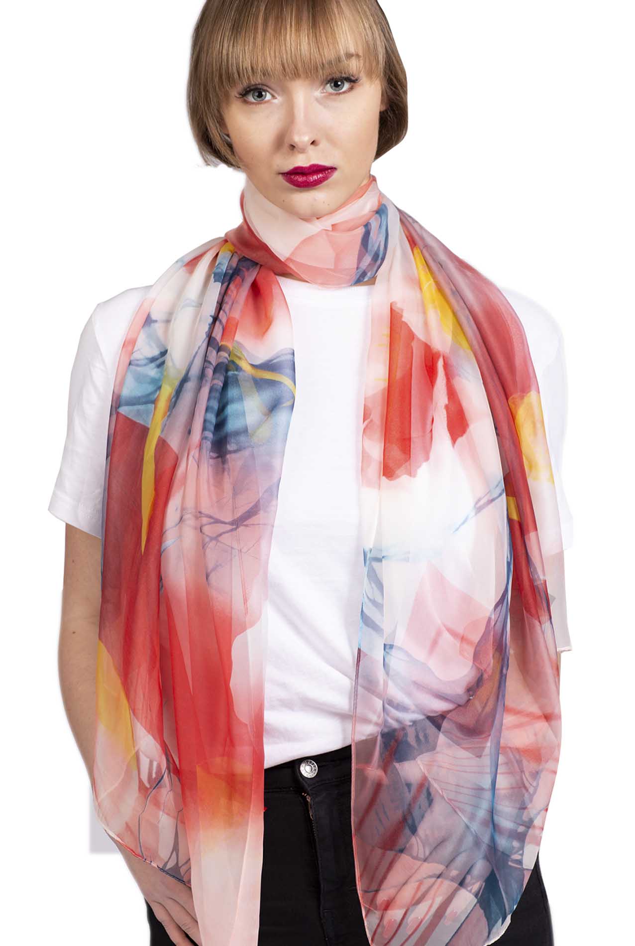 SF1912-038 Abstract Beach Pattern Chiffon Scarf