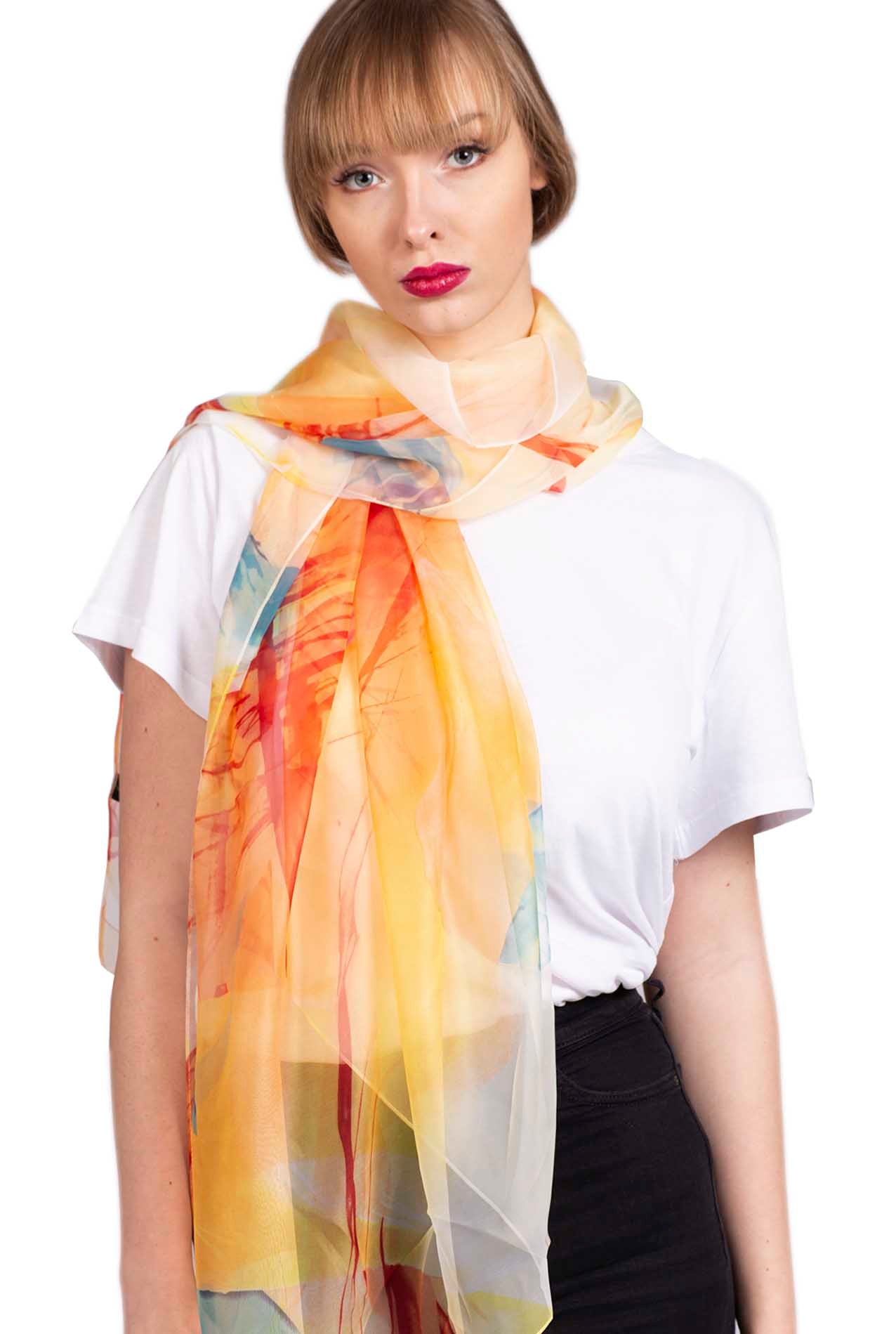 SF1912-038 Abstract Beach Pattern Chiffon Scarf