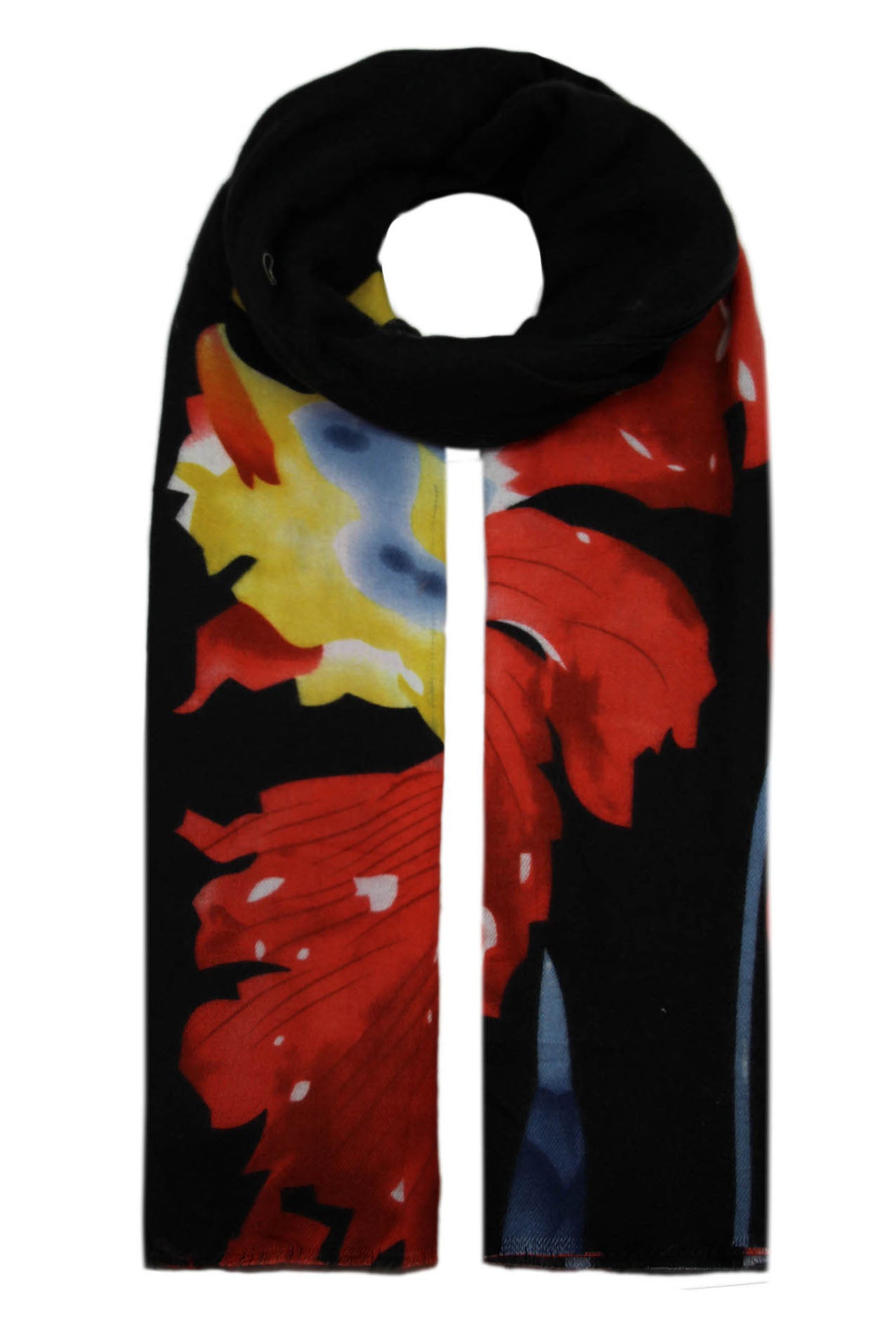 SF19120-77 Wool Blend Vibrant Floral Print Scarf