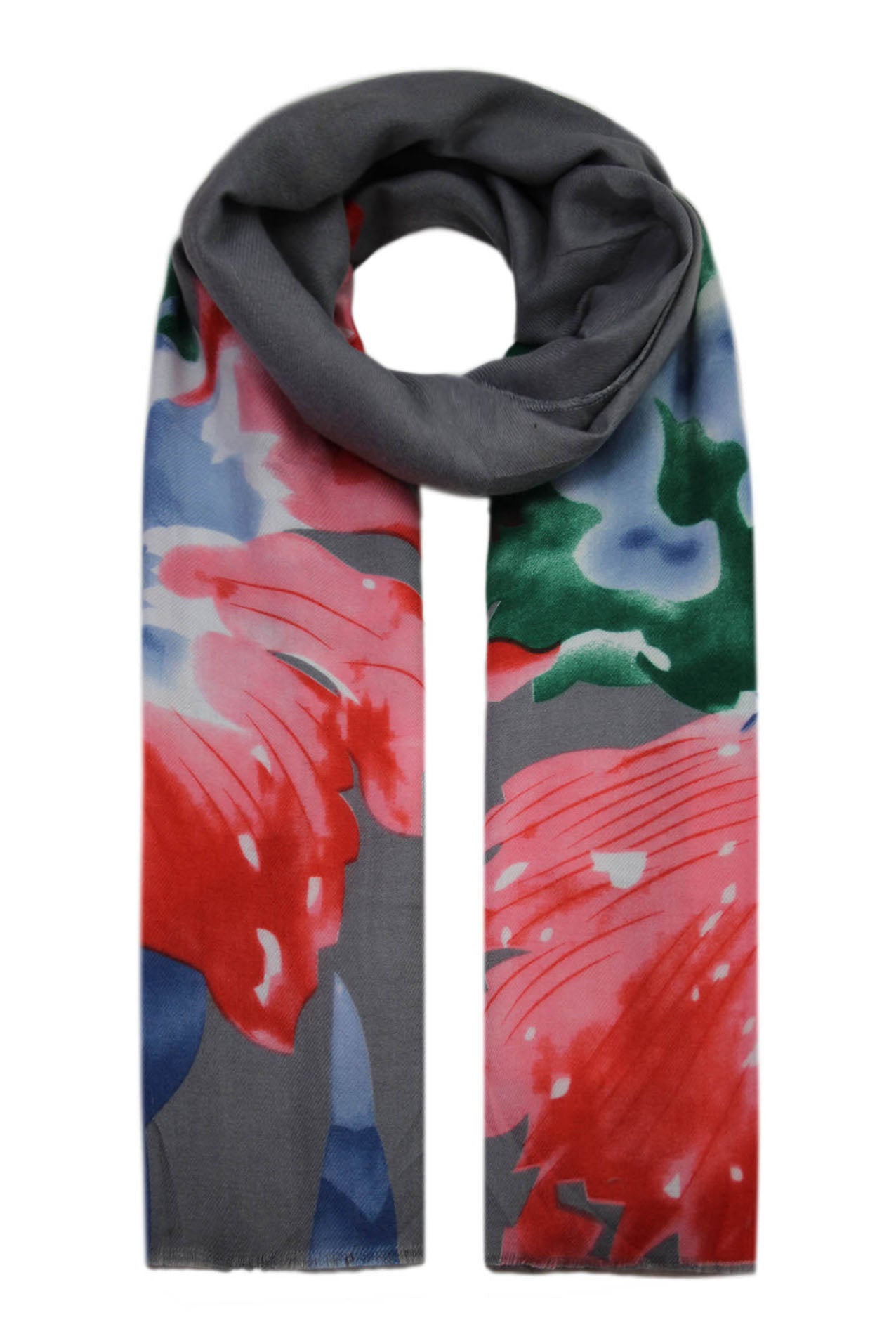 SF19120-77 Wool Blend Vibrant Floral Print Scarf