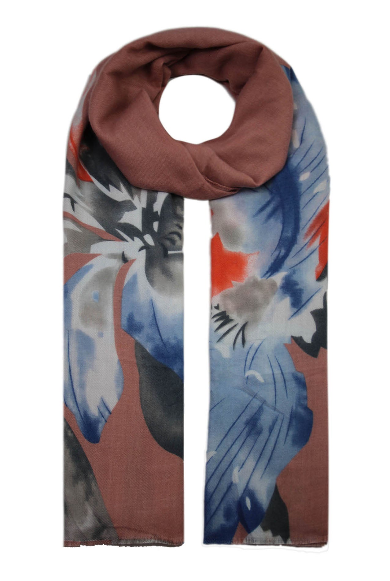 SF19120-77 Wool Blend Vibrant Floral Print Scarf