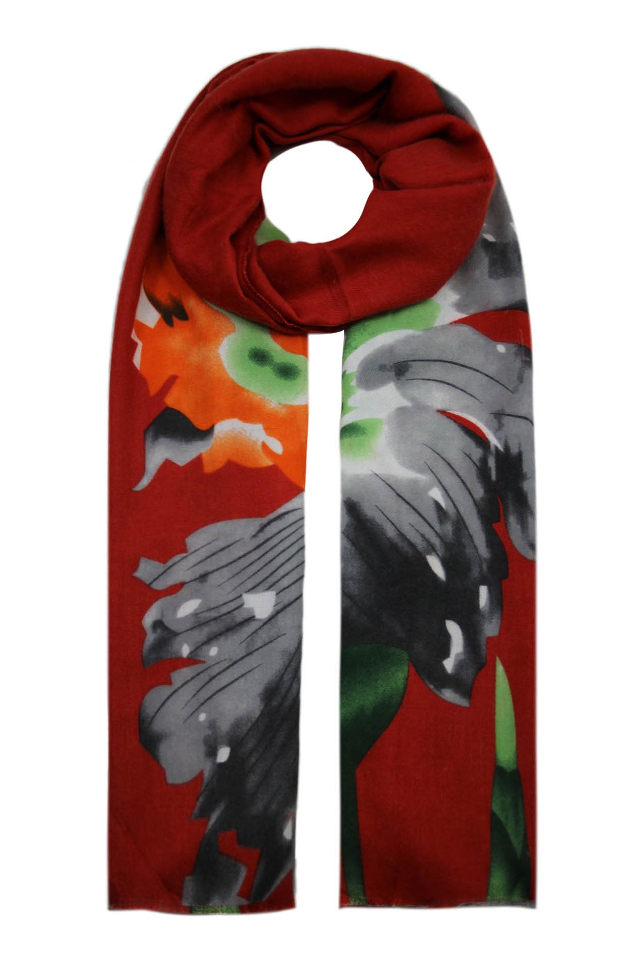 SF19120-77 Wool Blend Vibrant Floral Print Scarf