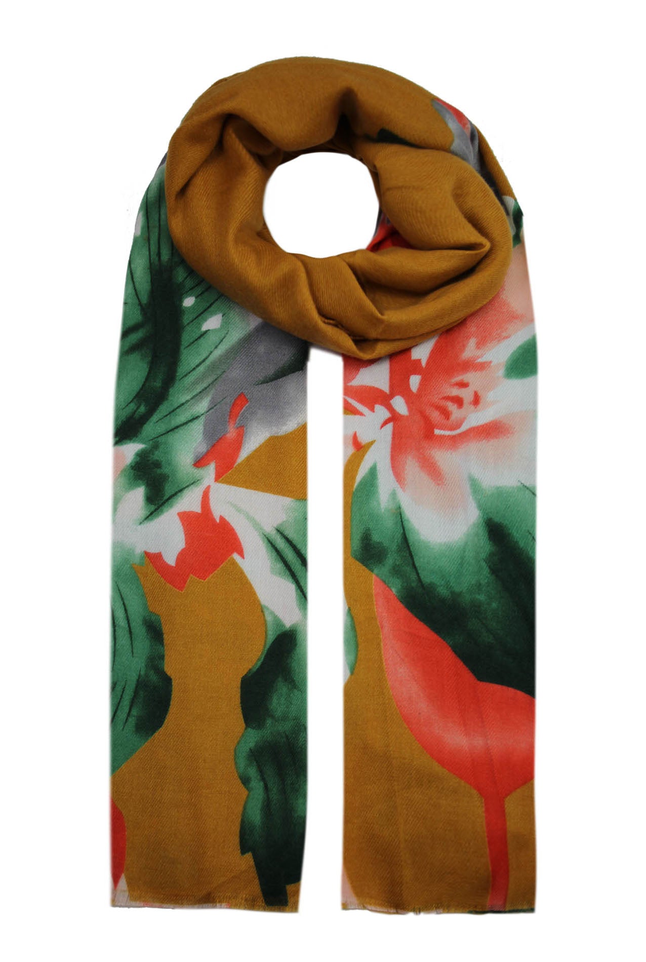 SF19120-77 Wool Blend Vibrant Floral Print Scarf