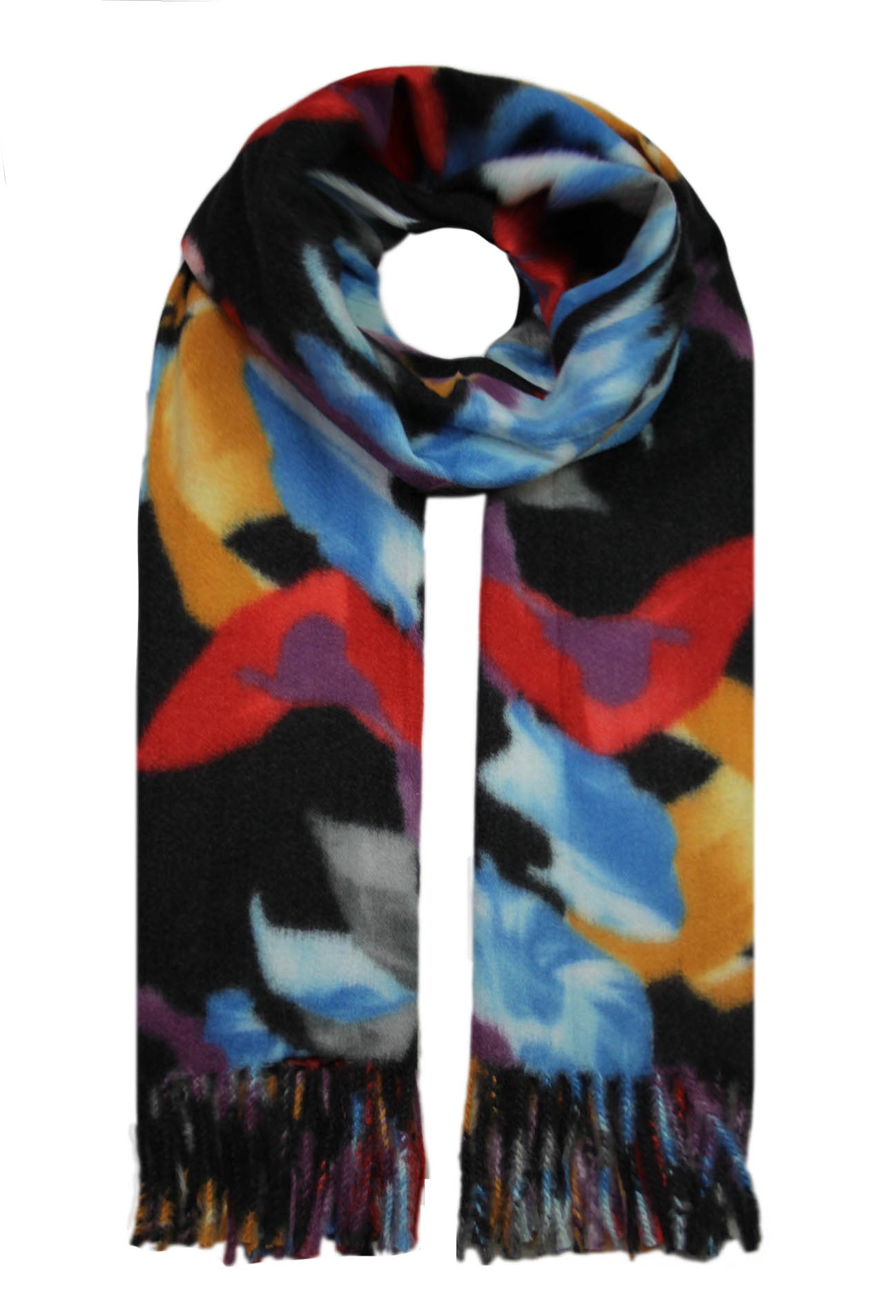 SF19128-080 Bright Colour Print Wool Blend Soft Scarf