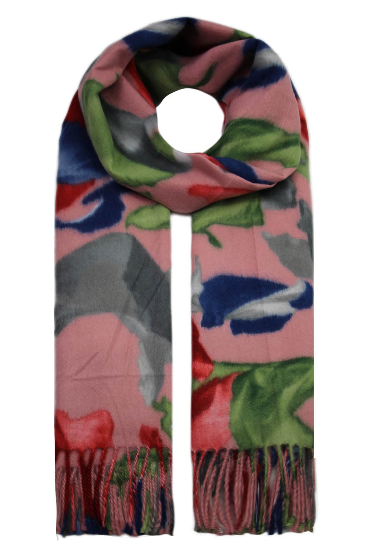 SF19128-080 Bright Colour Print Wool Blend Soft Scarf