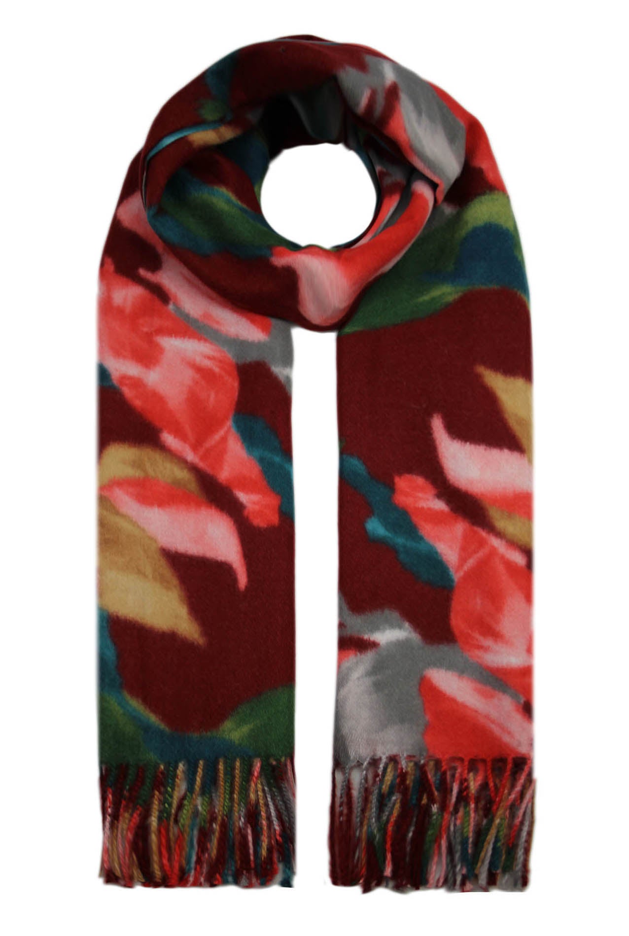 SF19128-080 Bright Colour Print Wool Blend Soft Scarf