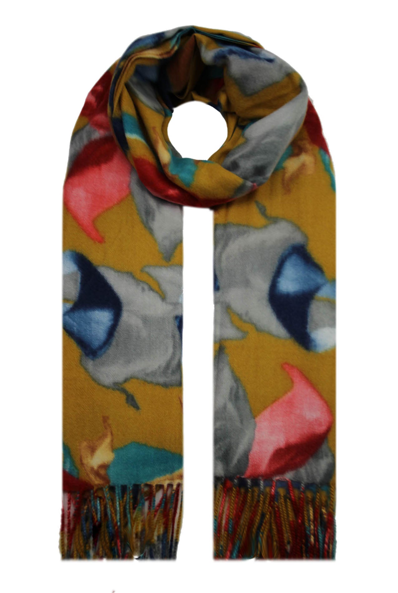 SF19128-080 Bright Colour Print Wool Blend Soft Scarf