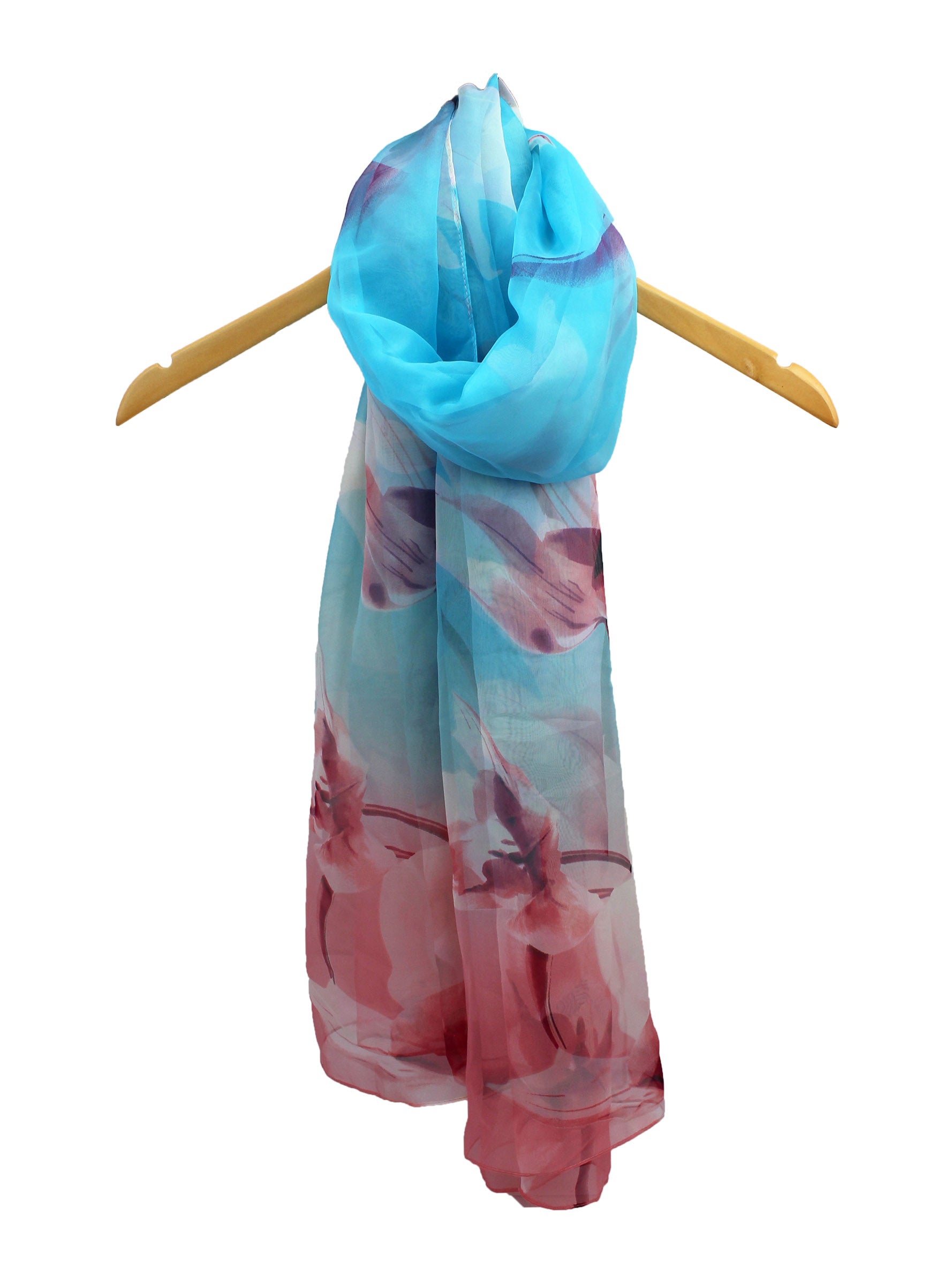 SF1912-037 Silk Blend Chiffon Scarf with Tulip Flowers