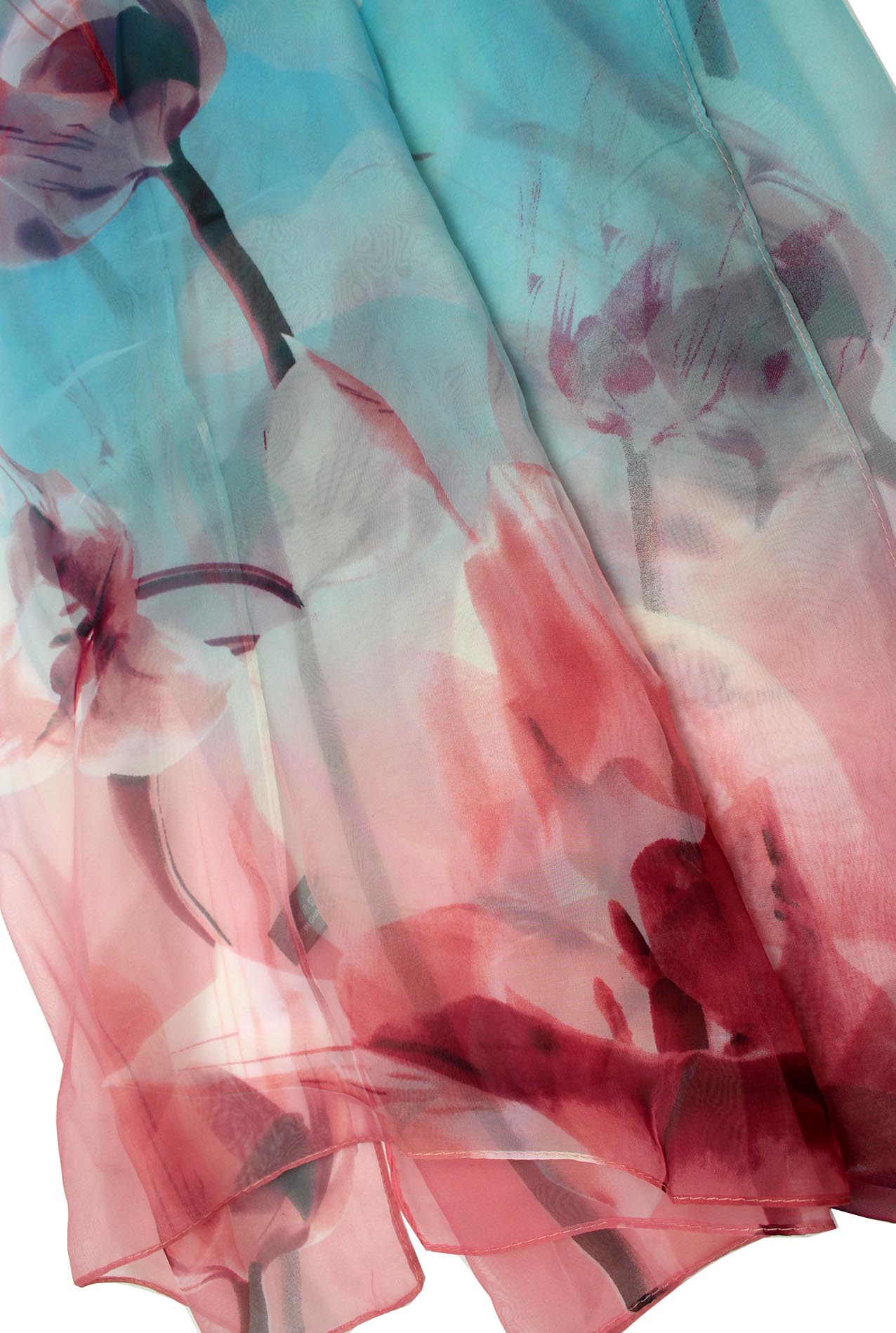 SF1912-037 Silk Blend Chiffon Scarf with Tulip Flowers