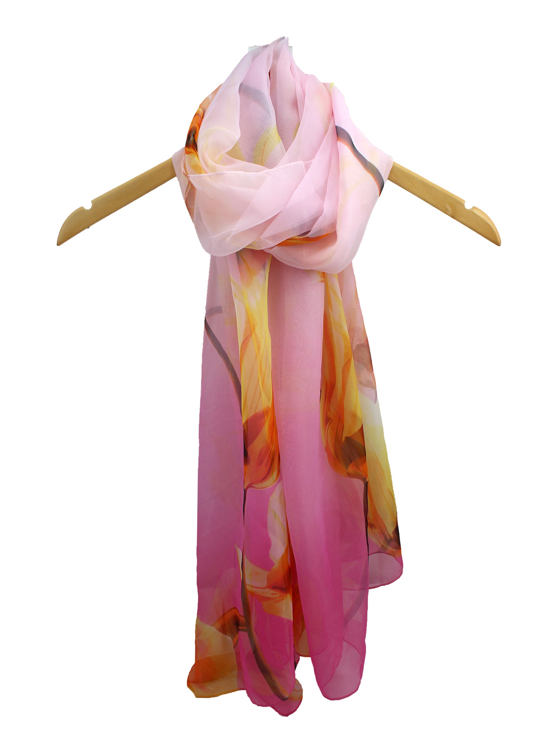 SF1912-037 Silk Blend Chiffon Scarf with Tulip Flowers