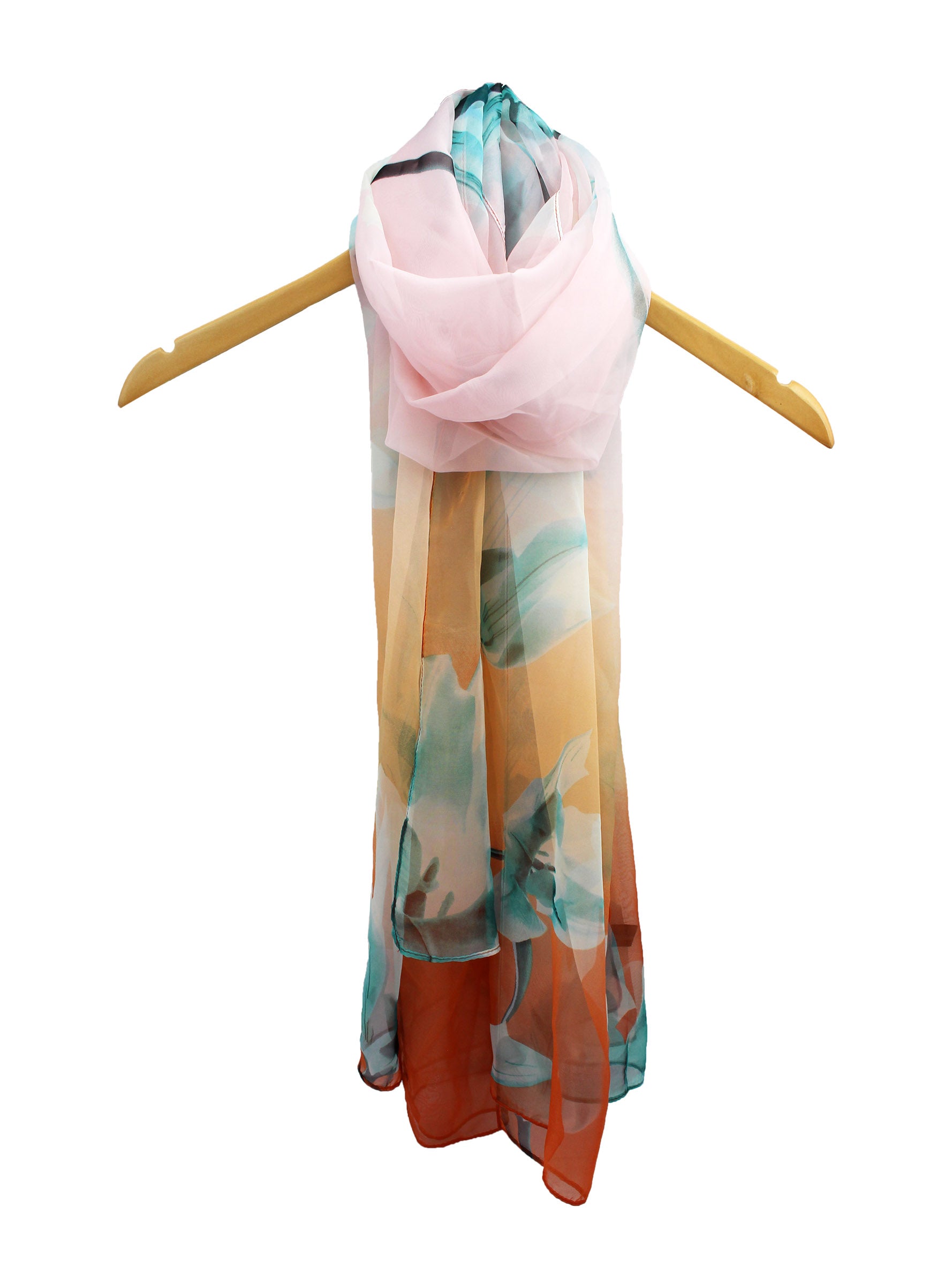 SF1912-037 Silk Blend Chiffon Scarf with Tulip Flowers