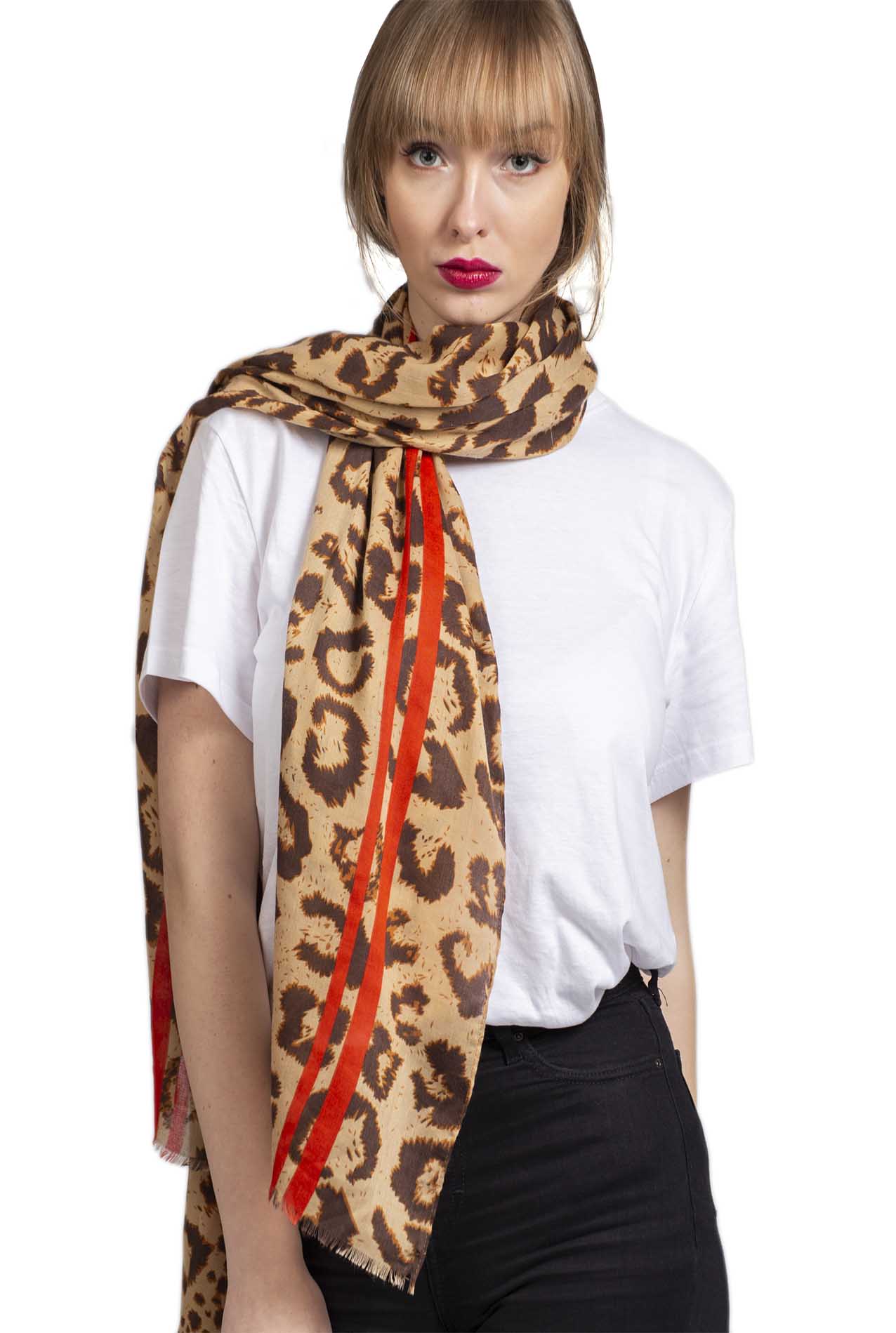 SF1990-016 Multicolour Large Leopard Print Scarf