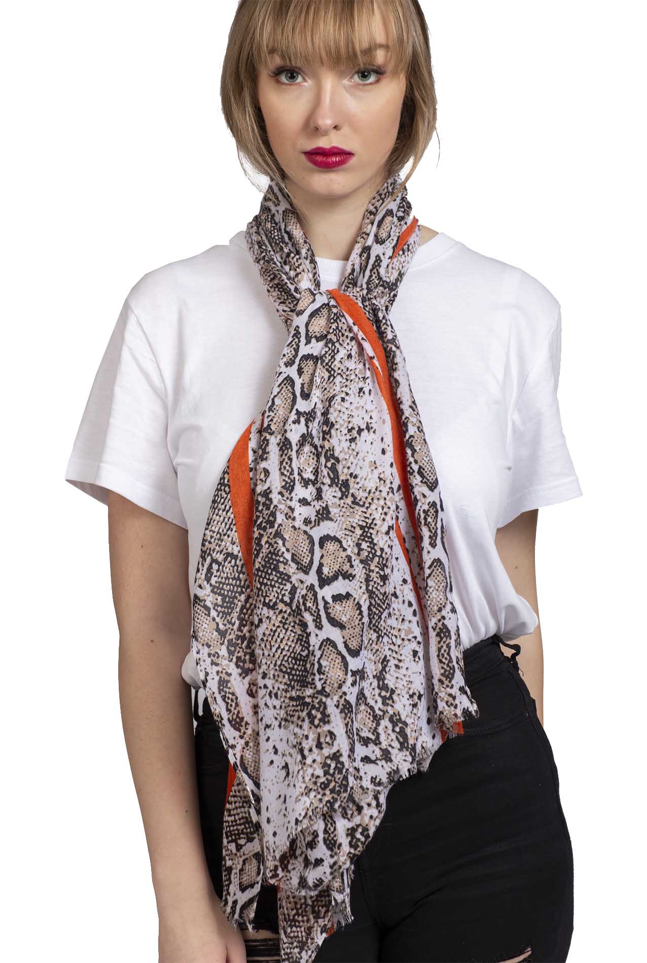 SF1995-012 Snake Print Viscose Scarf