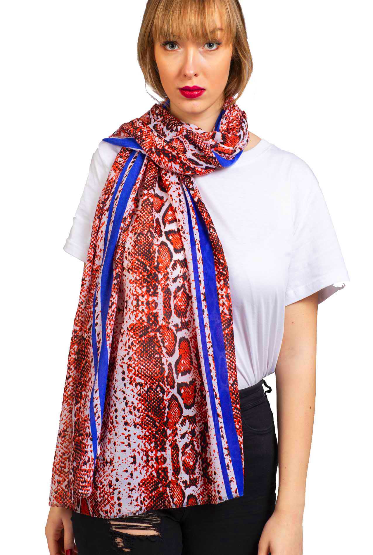 SF1995-012 Snake Print Viscose Scarf