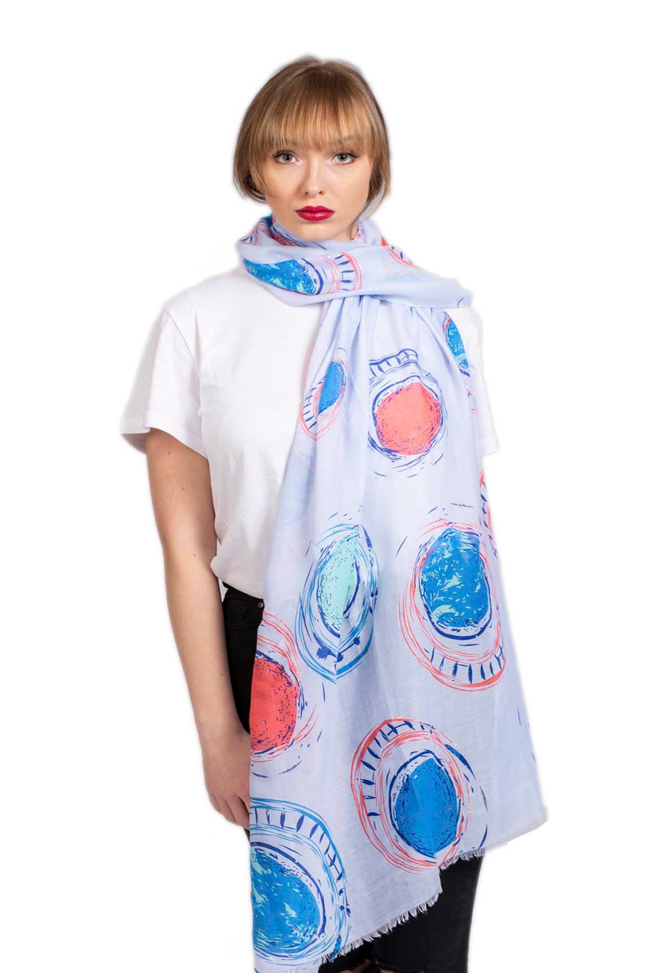 SF1995-013 Soft Printed Scarf with Sun Circle Pattern