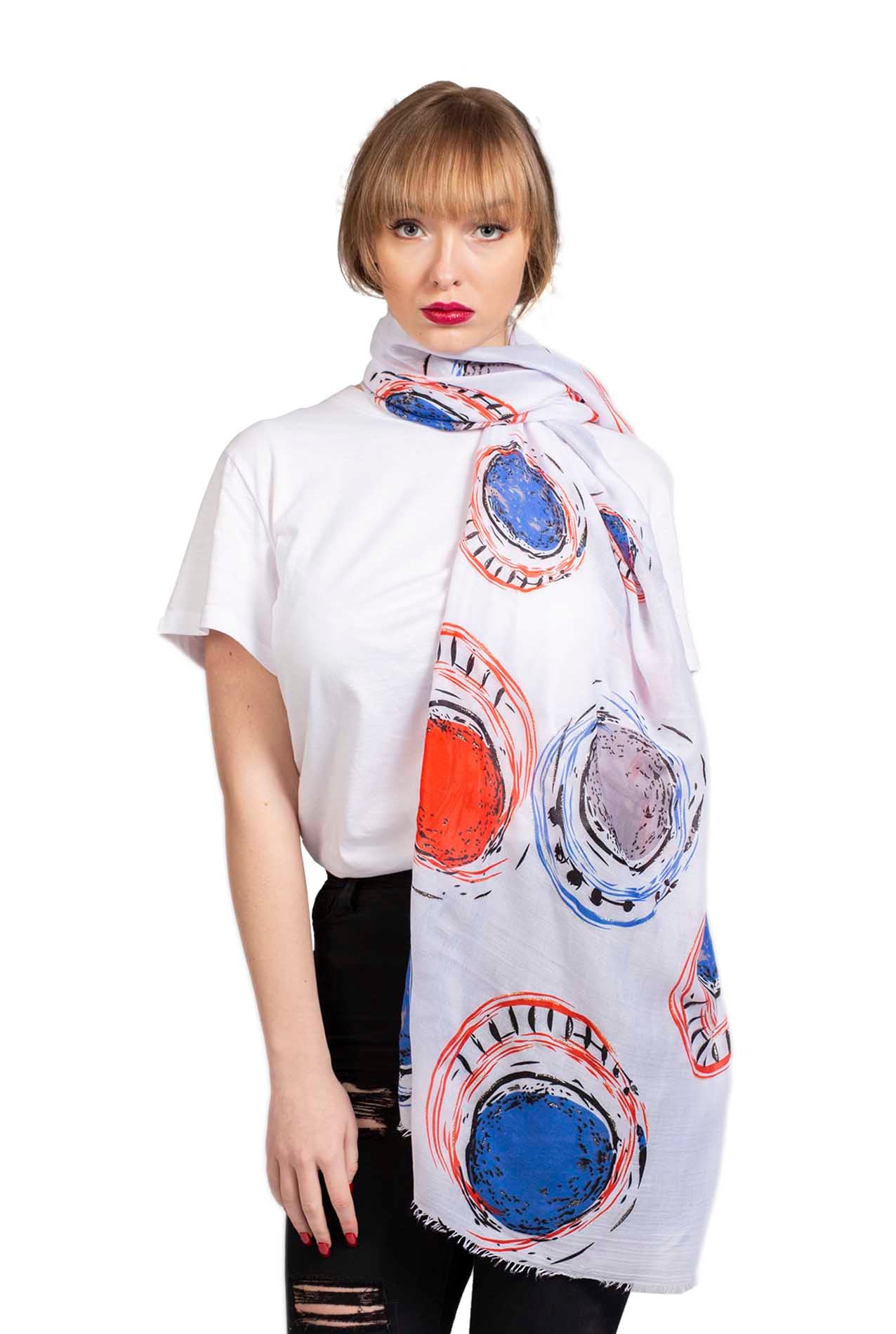 SF1995-013 Soft Printed Scarf with Sun Circle Pattern