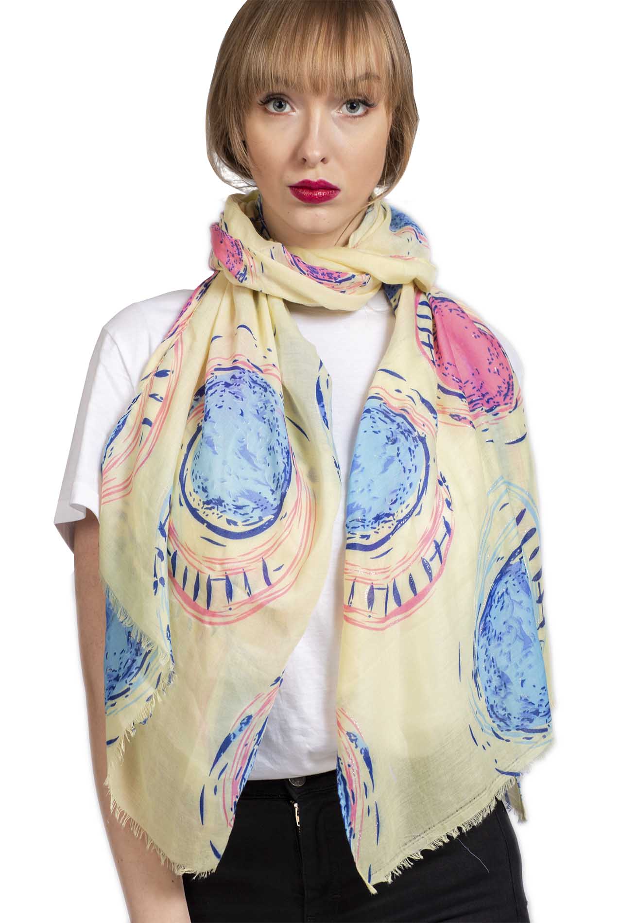 SF1995-013 Soft Printed Scarf with Sun Circle Pattern