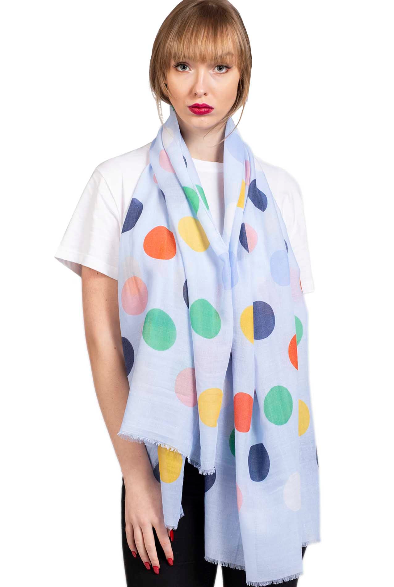 SF1995-015 Cotton Blend Scarf with Large Polka-Dot Print