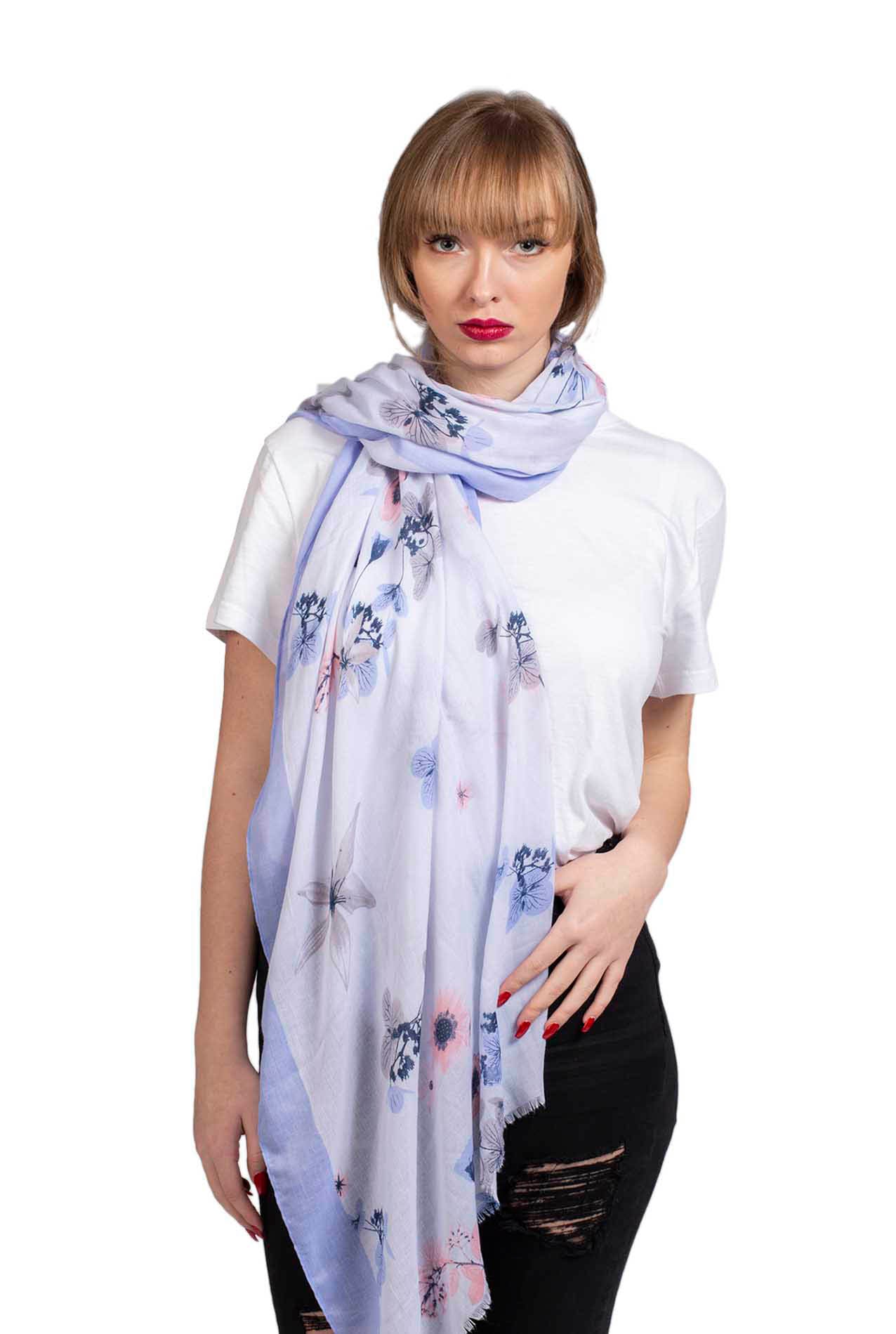 SF1995-019 Soft Print Floral Cotton Blend Scarf