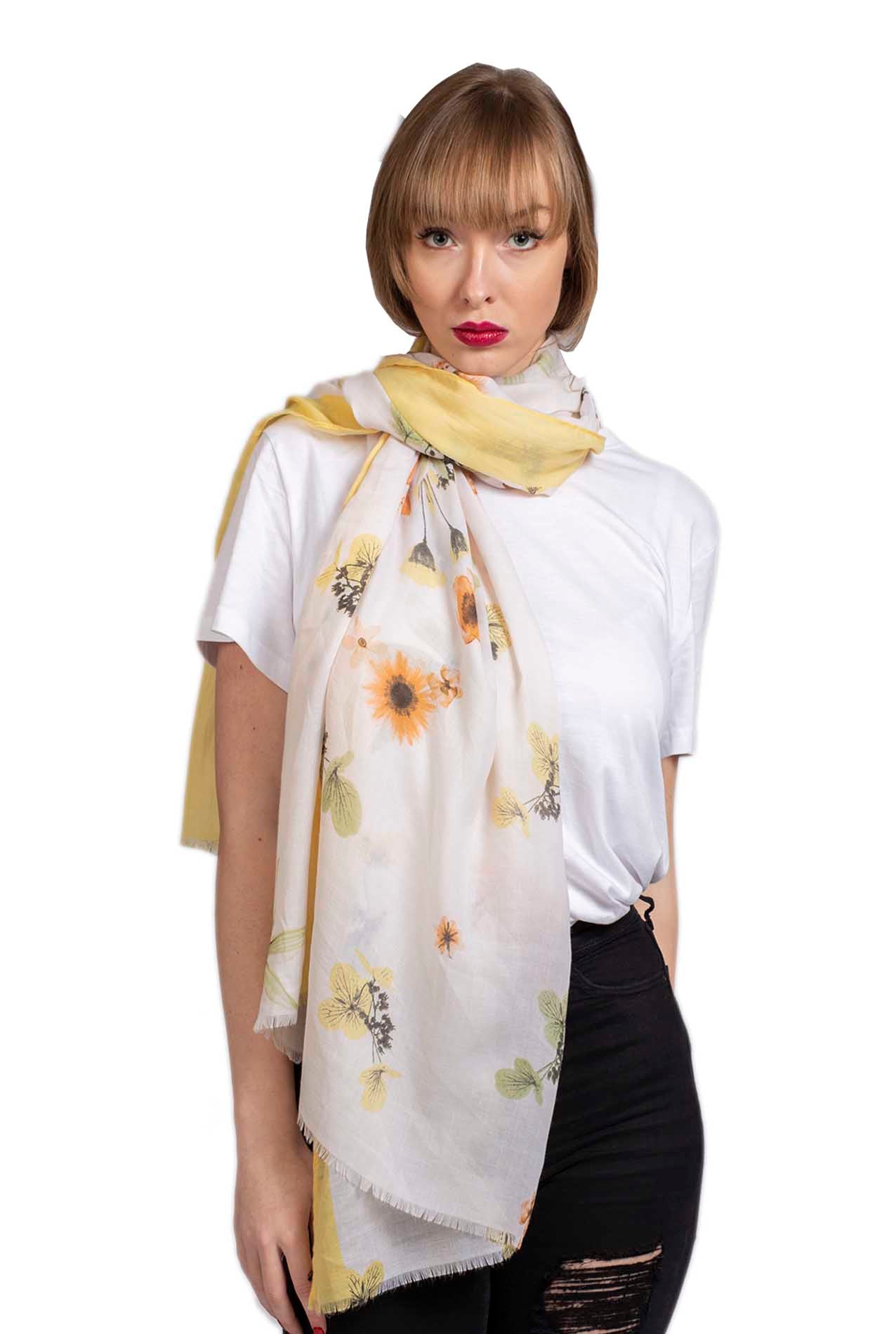 SF1995-019 Soft Print Floral Cotton Blend Scarf