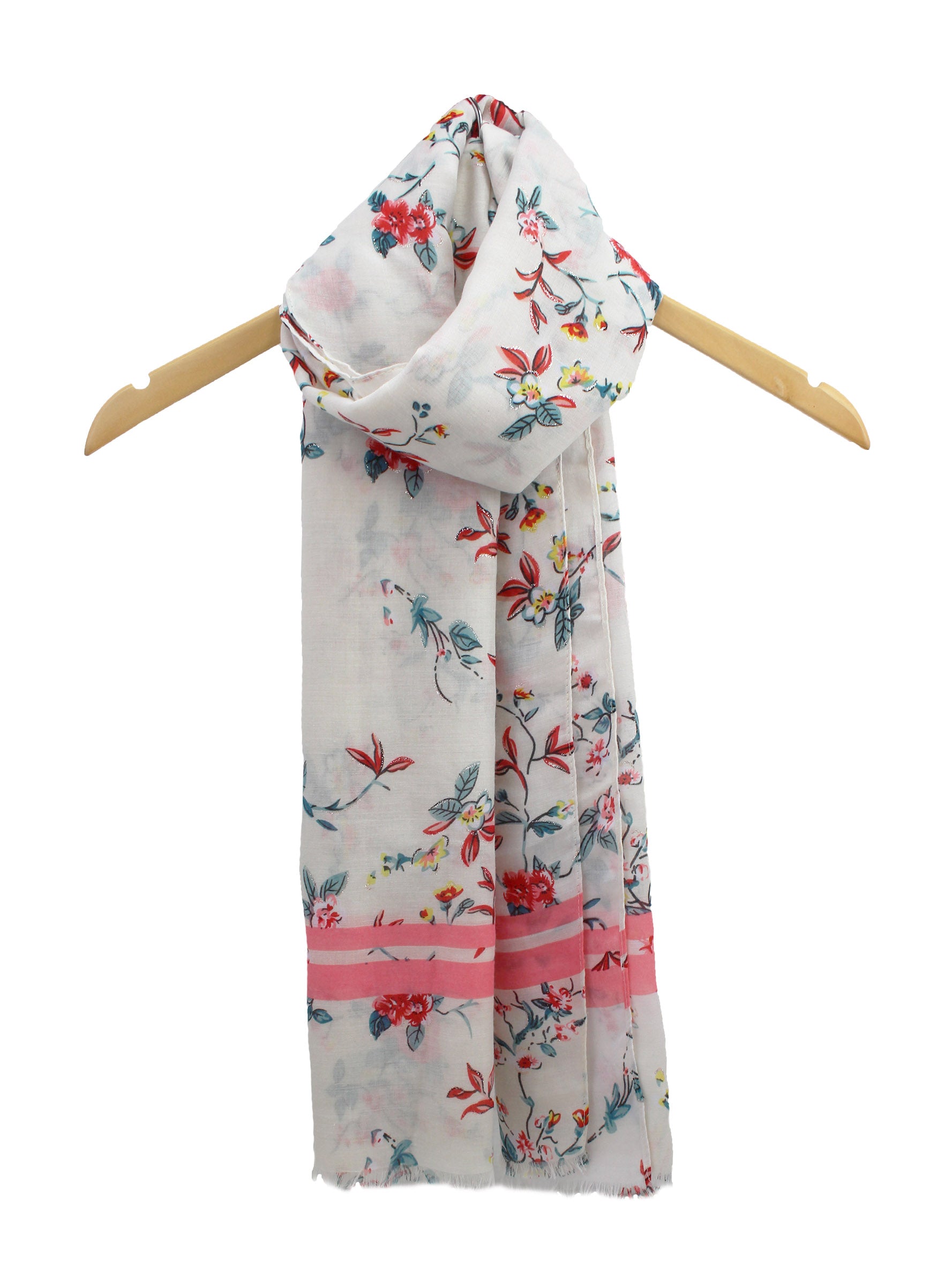 SF1995-021 Soft Printed Scarf with Flower Pattern and Shiny Glitters