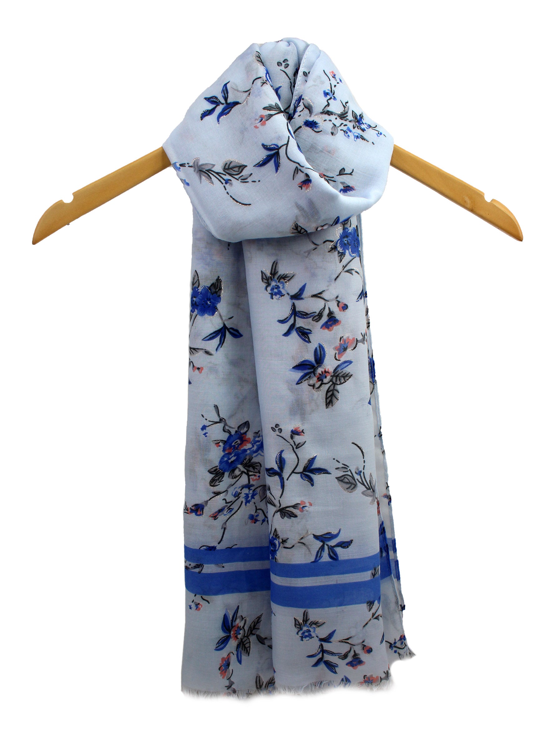 SF1995-021 Soft Printed Scarf with Flower Pattern and Shiny Glitters