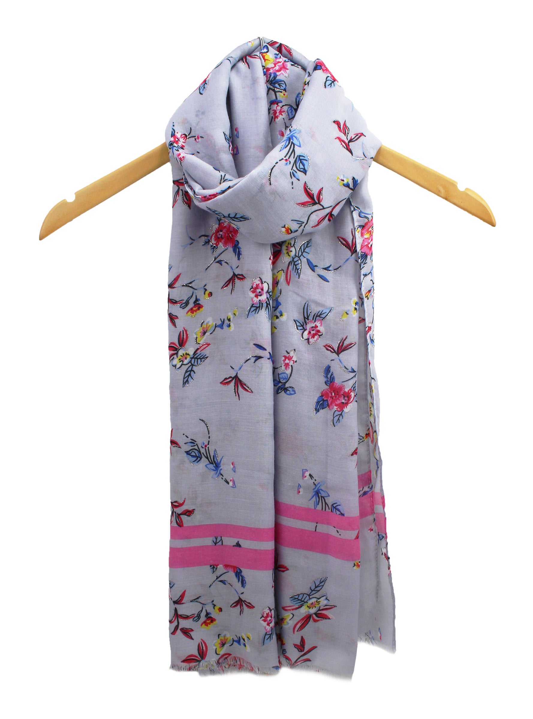 SF1995-021 Soft Printed Scarf with Flower Pattern and Shiny Glitters