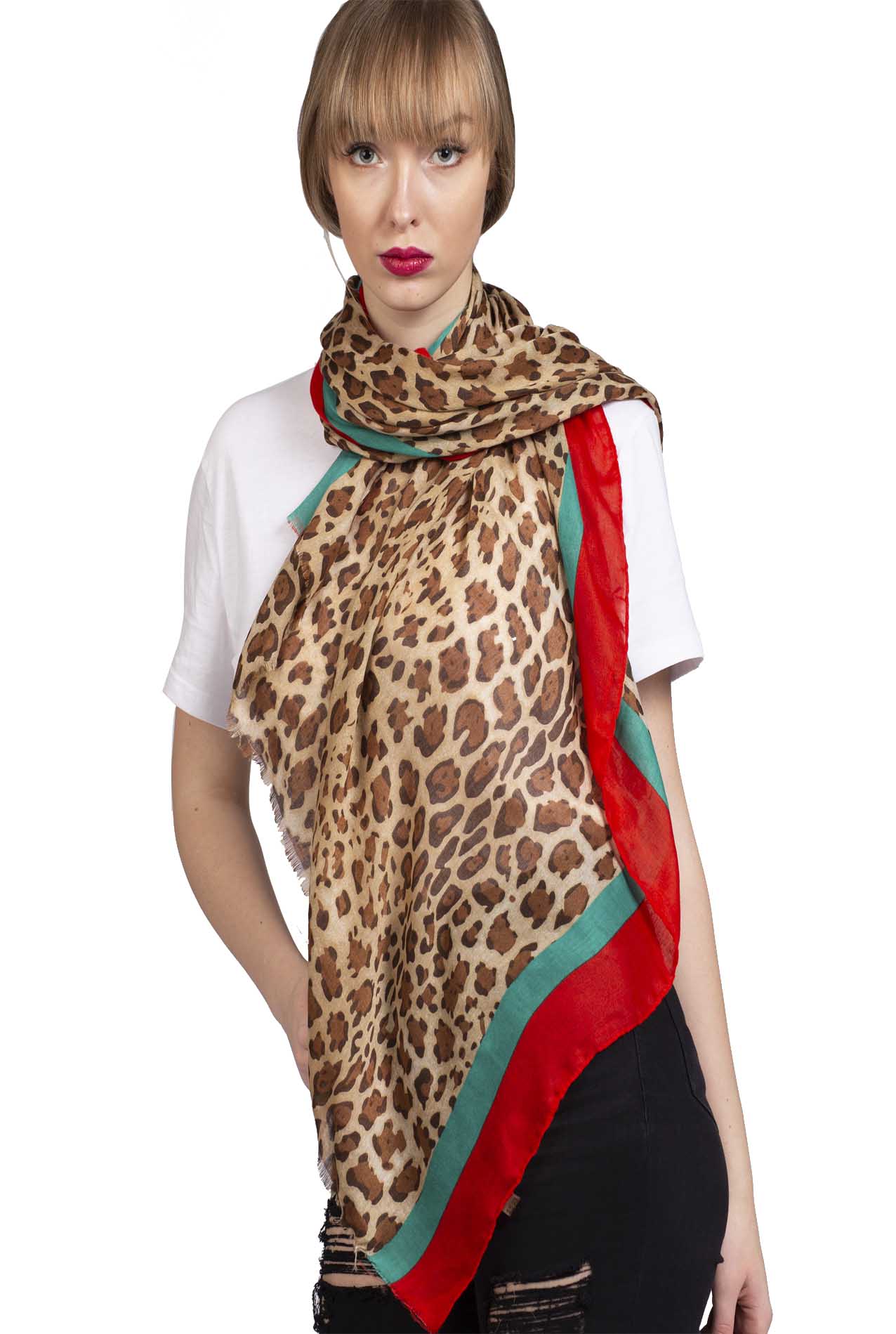 SF1995-040 Vibrant leopard Pattern Scarf