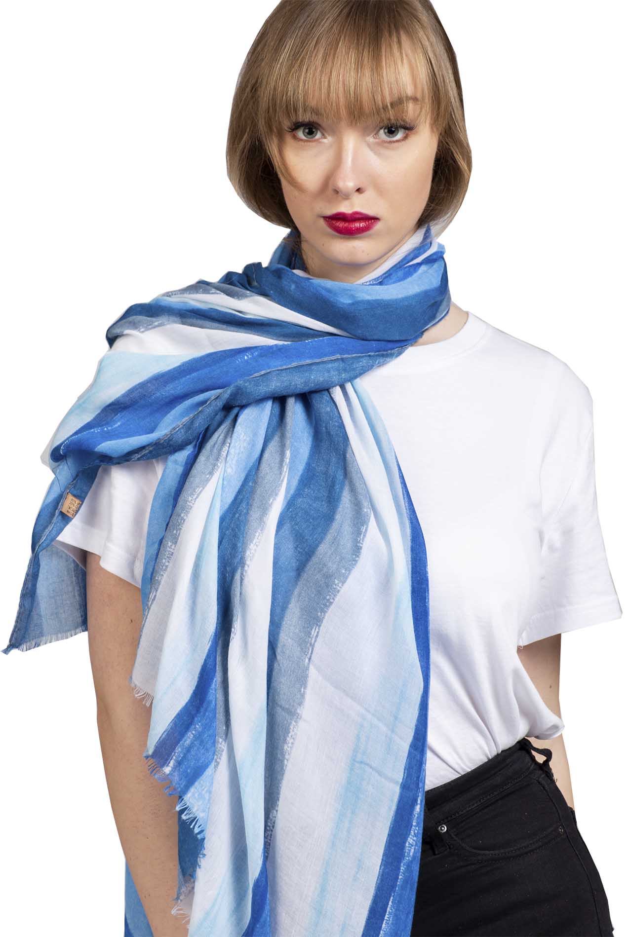 SF1995-043 Soft Printed Scarf with Stripe Pattern