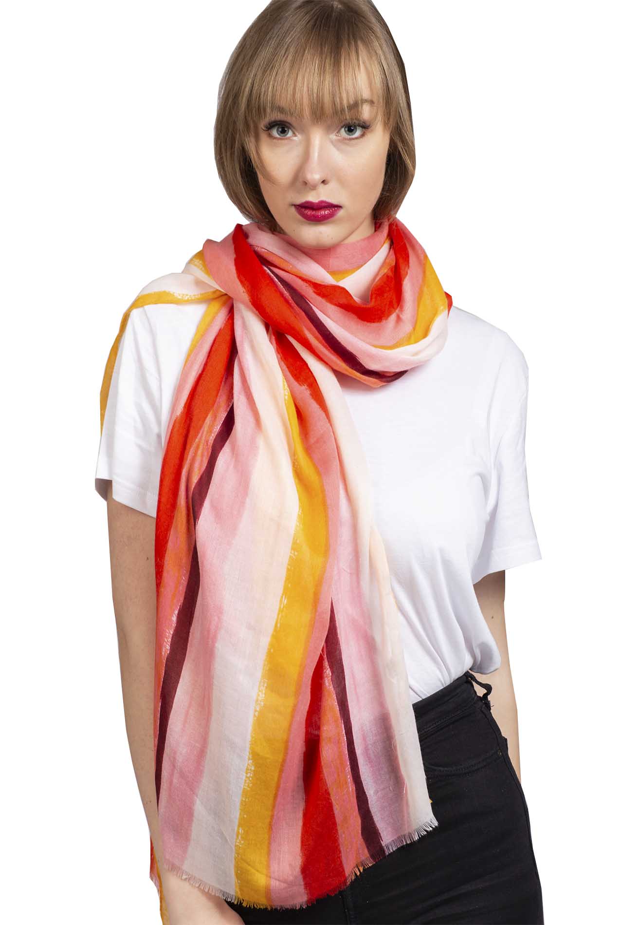 SF1995-043 Soft Printed Scarf with Stripe Pattern