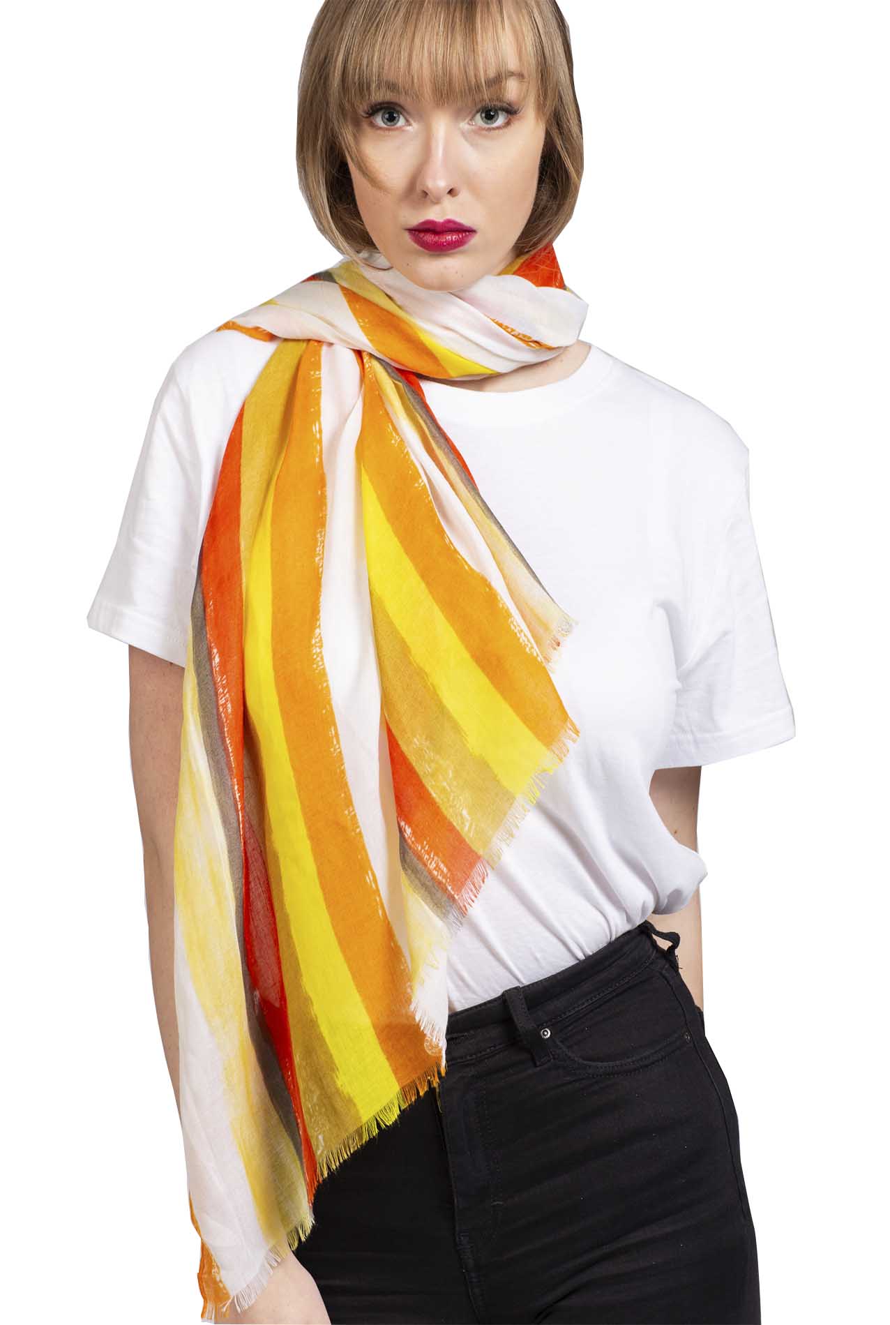 SF1995-043 Soft Printed Scarf with Stripe Pattern